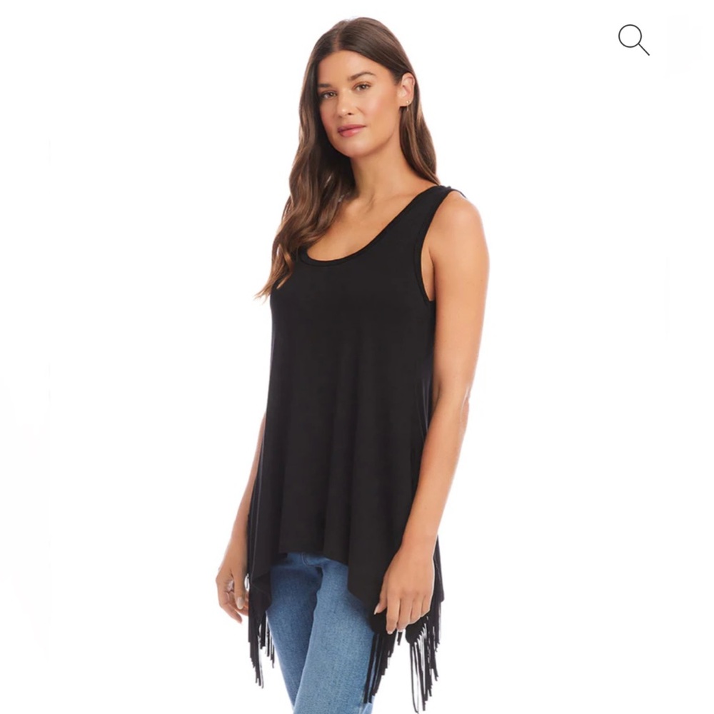 NWT Karen Kane Fringe-hem Tunic Tank (Black)